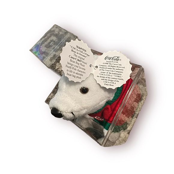 Coca-Cola Polar Bear Collection Christmas Ornament Set Of 8 1995 NIB with Plush - Picture 11 of 12